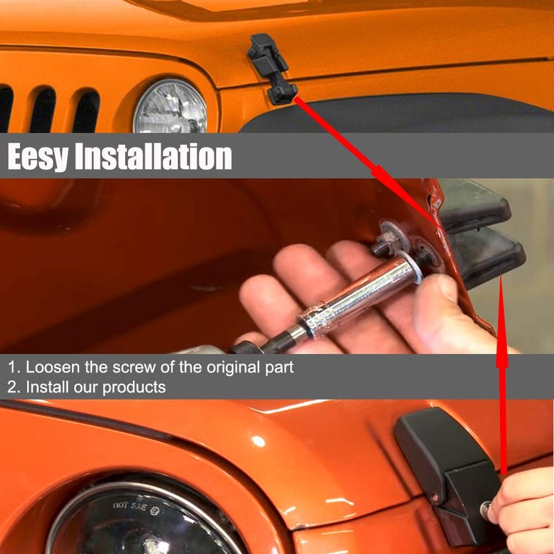 GOHAWKTEQ Anti-Thief Locking Hood Lock Catch Latches Kit for 2007 2008 2009 2010 2011 2012 2014 2013 2014 2015 2016 2017 Jeep Wrangler JK JKU G011JP - Image 1
